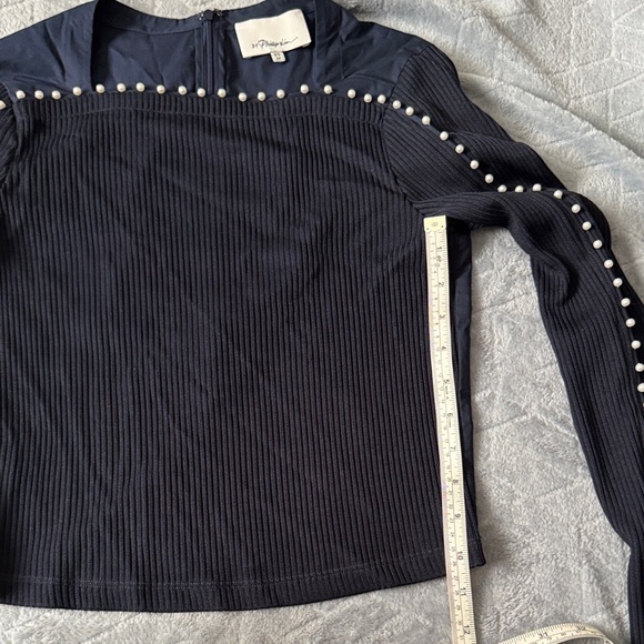 3.1 Phillip Lim Blue Long-Sleeve Top with Pearl Details—Size XS - Picture 7 of 11